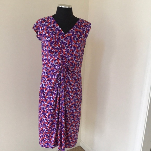 DONCASTER Purple Combo Size 6 Ruched Dress - Picture 1 of 8